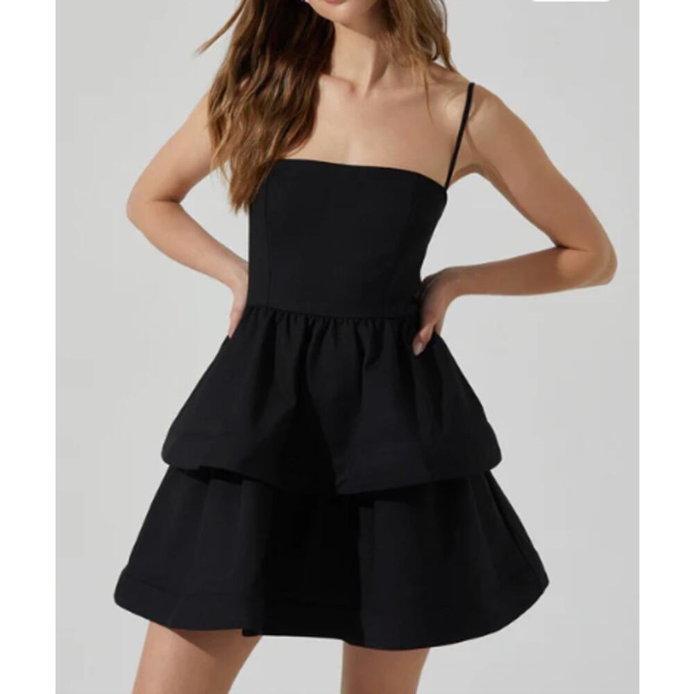 ASTR The Label Leola Women Tiered Skater Mini Dress Black XL
